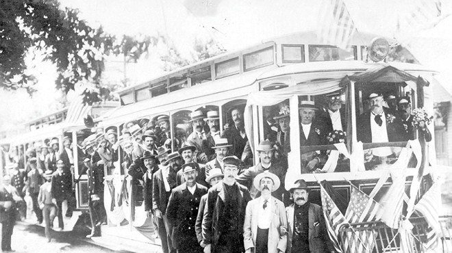 The electrified streetcar was already a feature of Detroit life in the late 19th century, as this publicity photo illustrates.