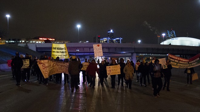 On Tuesday, Nov. 25, 2014, following the announcement that a grand jury would not indict the officer who shot 18-year-old Michael Brown, protesters in Detroit demonstrated across the city, including those seen here on I-75 just south of Mack Ave.
