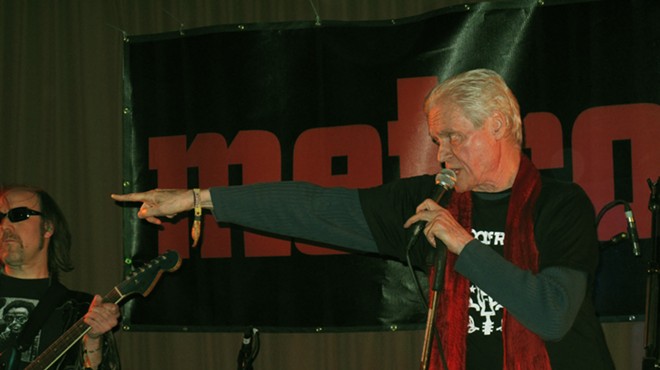 Kim Fowley, right, performs with Matthew Smith at the 2012 Blowout.