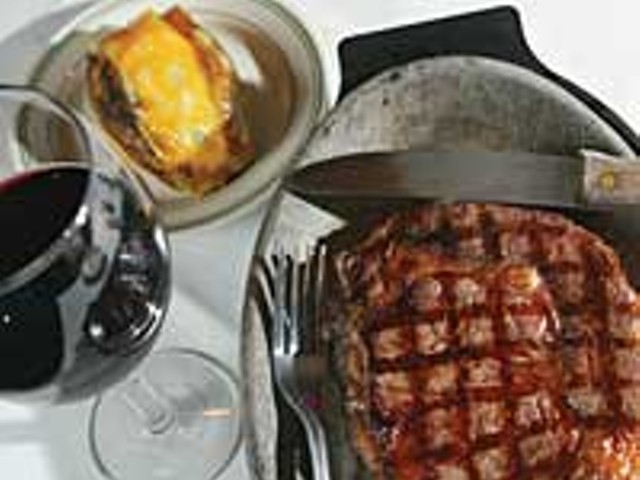 The Sizzler: A 16-ounce Delmonico steak, served on a sizzle platter and finished table side with au jus.