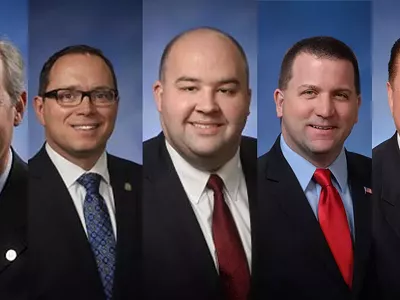 (From left) Michigan House Reps. McCready, Tedder, Webber, Yaroch, and Lucido.