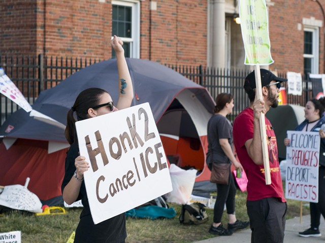 'Occupy ICE' protesters camped outside Detroit's ICE field office in the run up to the "Families Belong Together" rally on June 30.