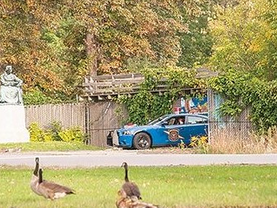 A Michigan State Police officer on Belle Isle. The state's DNR cops, which also patrol Michigan's state parks, are asking to be armed.