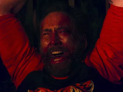 Nic Cage looking all kinds of disturbed in "Mandy"