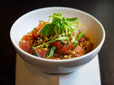 Chef Lloyd Roberts' tuna poke at Adachi.