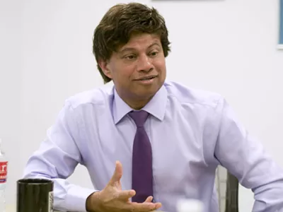 Shri Thanedar at Metro Times' office.