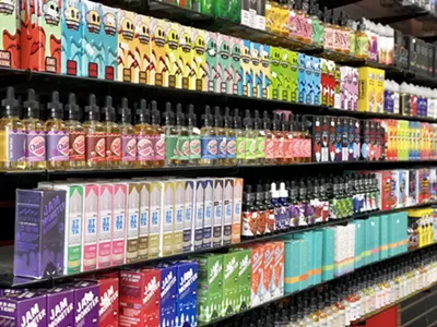 Flavored nicotine liquid at Detroit Smoke and Vape in Midtown.