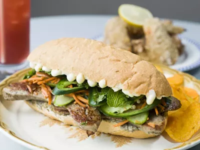 Vietnamese po’boy with salt and vinegar wings.