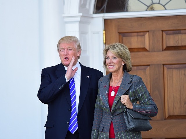 President-elect Donald Trump meets with Betsy DeVos at Trump International in Bedminister, New Jersey, on Nov. 19.