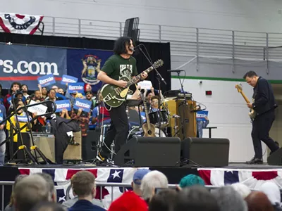 Jack White performs at his alma mater Cass Tech at a rally for Bernie Sanders.