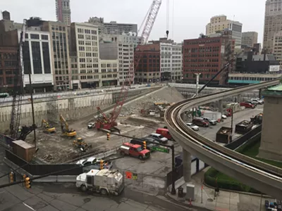 Construction at Detroit's Hudson's site project.