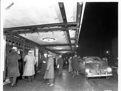 Music Hall's original canopy, photo circa mid-late 1950s.