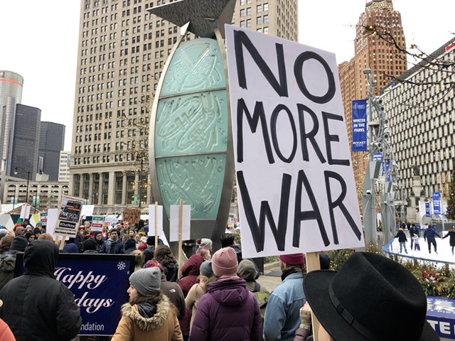 Anti-war rally in Detroit on Saturday.