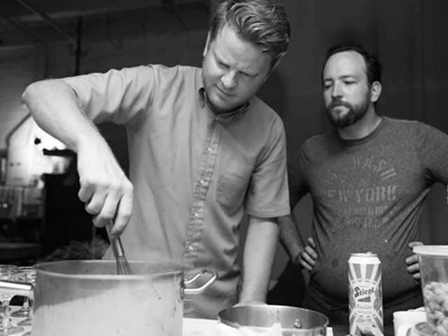 Joe Robinson, left, Brendon Edwards, right, during a popup dinner over the summer.