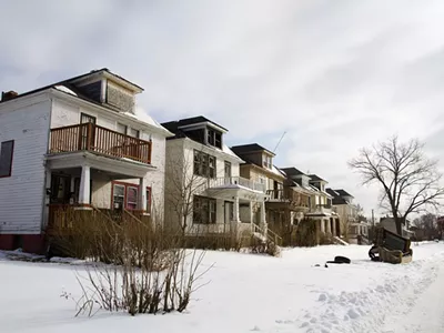 Blighted, neglected street in Detroit, decimated by foreclosures.