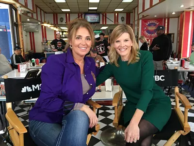 American Coney Island owner Grace Keros, left, with MSNBC host Kate Snow.