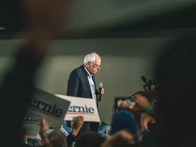 Sen. Bernie Sanders at a Detroit rally.