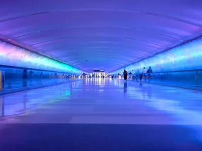 The light tunnel at Detroit Metropolitan Airport
