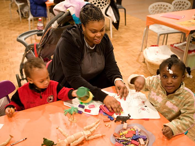 Visitors enjoy a drop-in workshop at the DIA.