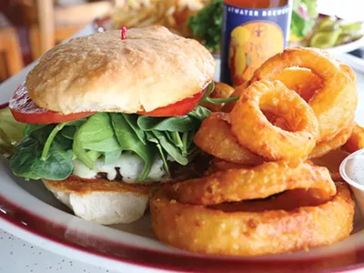 The black bean burger at Bronx Bar. Photo by Scott Spellman.