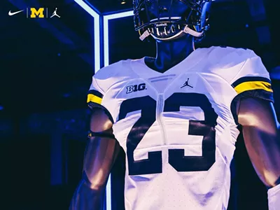 Image: U-M football team 'up to something', debuts Jumpman jerseys