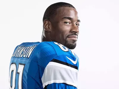 Image: Calvin Johnson is trading in the football field for the ballroom