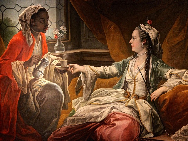 Detail from "Madame de Pompadour as a Sultana (La Sultane)."