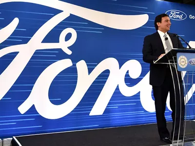 Ford Motor Company CEO Mark Fields announcing a $700 million investment to expand its Flat Rock plant.