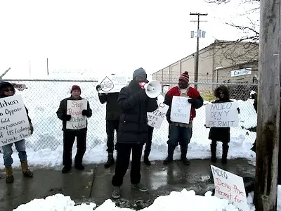 Will Copeland of EMEAC speaks at a protest and press conference opposing a DEQ permit for a tenfold expansion of a toxic waste facility in Detroit this January.