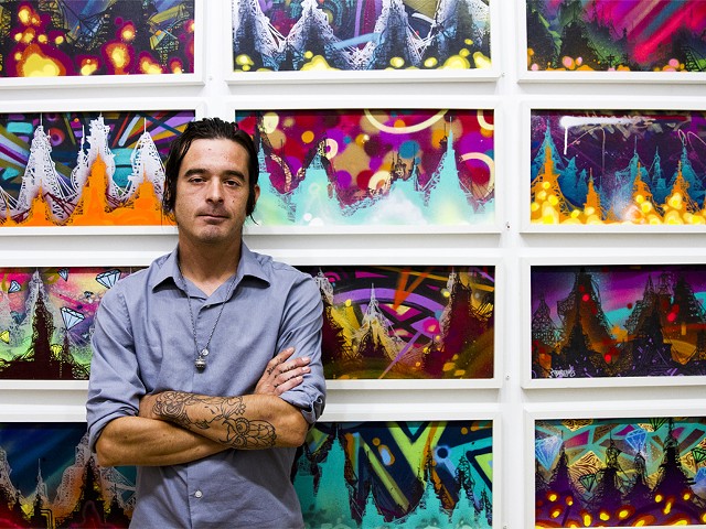Jordan “Tead” Vaughn at an exhibition of his work at Detroit’s Inner State Gallery, 2013.