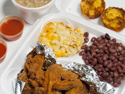 Cajun wings, red beans and rice, and mac and cheese from Faustina’s Creole & Soulfood.