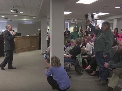 Image: U.S. Rep. Tim Walberg's town hall meeting in Jackson was a hot mess