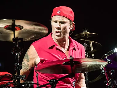 Chad Smith performing with the Red Hot Chili Peppers at Joe Louis Arena earlier this year.