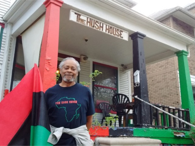 Charles Simmons in front of Hush House on Wabash Street.