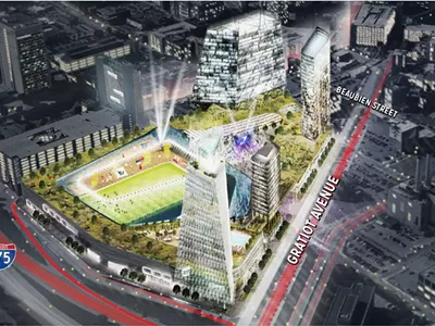 Digital rendering of the proposed $1 billion mixed-use development at the "fail jail" site.
