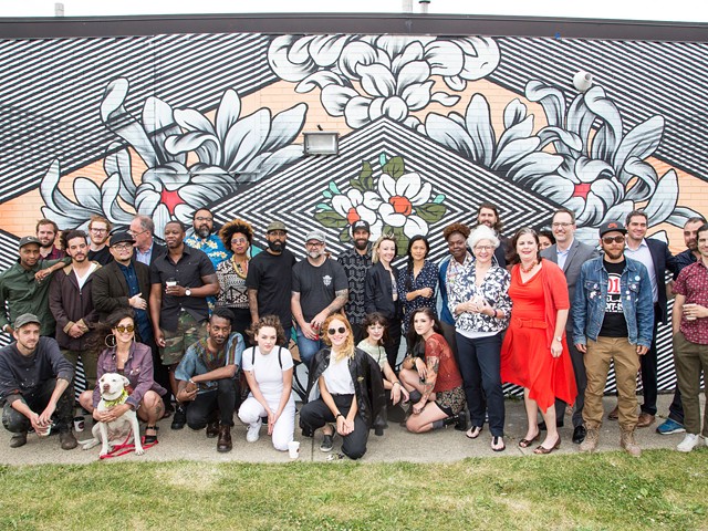 Some of Murals in the Markets' participating artists, photographed at a launch event at Eastern Market.