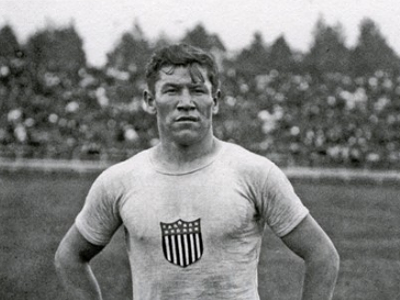 Jim Thorpe in the field uniform of the 1912 U.S. Olympic team.