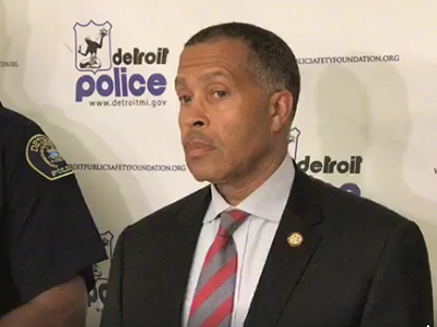 Detroit Police Chief James Craig addresses reporters on Monday.