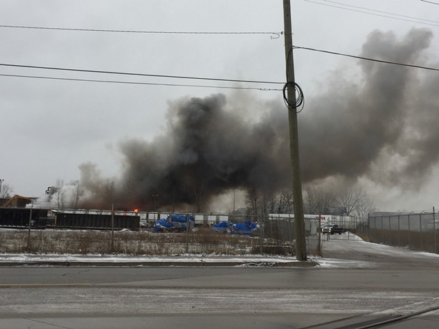 A fire at a scrap yard on Detroit's east side.