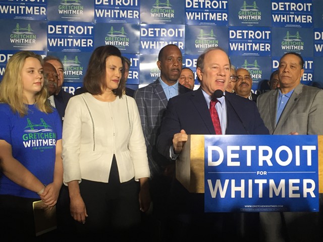 Detroit Mayor Mike Duggan endorses former state Sen. Gretchen Whitmer for Michigan governor.