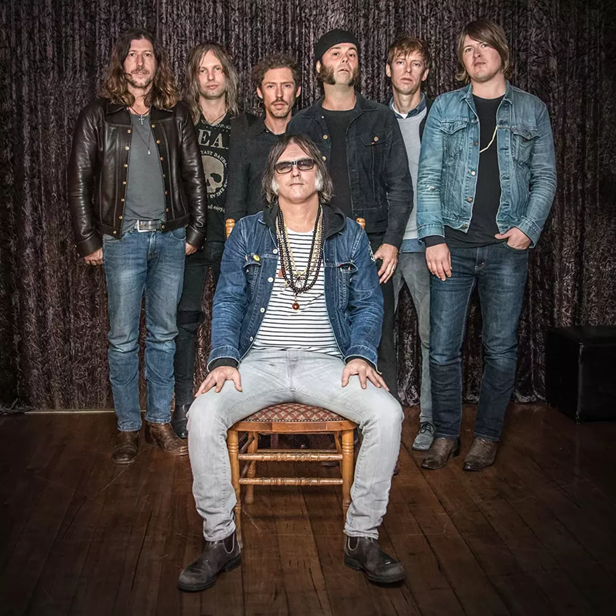 Image: Anton Newcombe, center, and the Brian Jonestown Massacre.