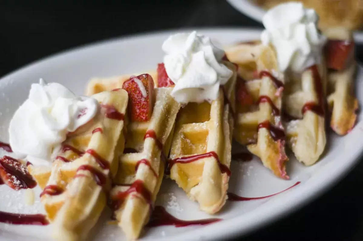 Image: Strawberry crème waffles.