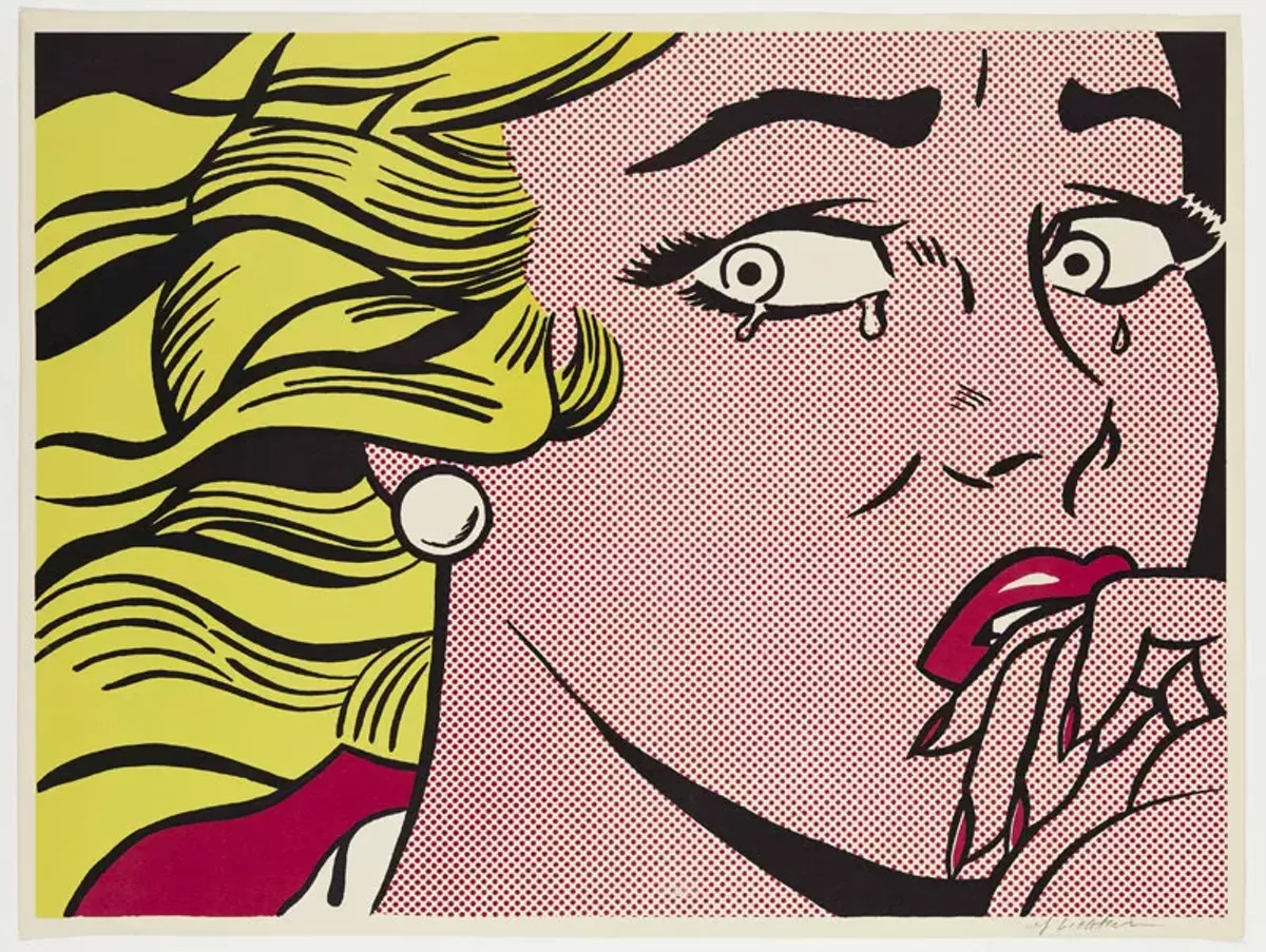 Image: “Crying Girl,” 1963, Roy Lichtenstein, American; offset lithograph printed in color on off-white wove paper.