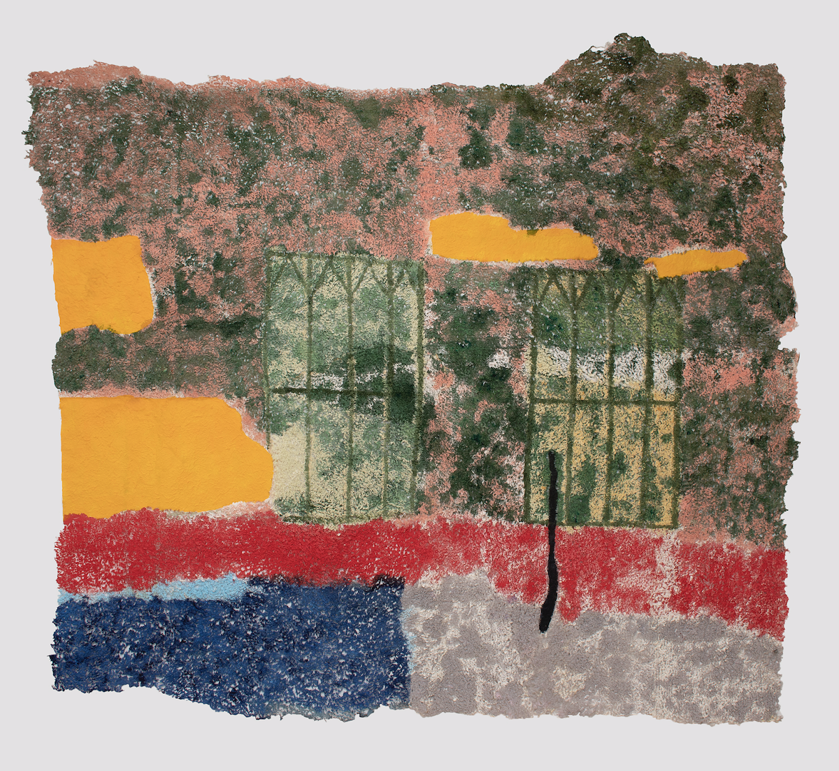 I can see through this, 2018, Japanese handmade paper, acrylic paint, thread 52 x 74.5 inches