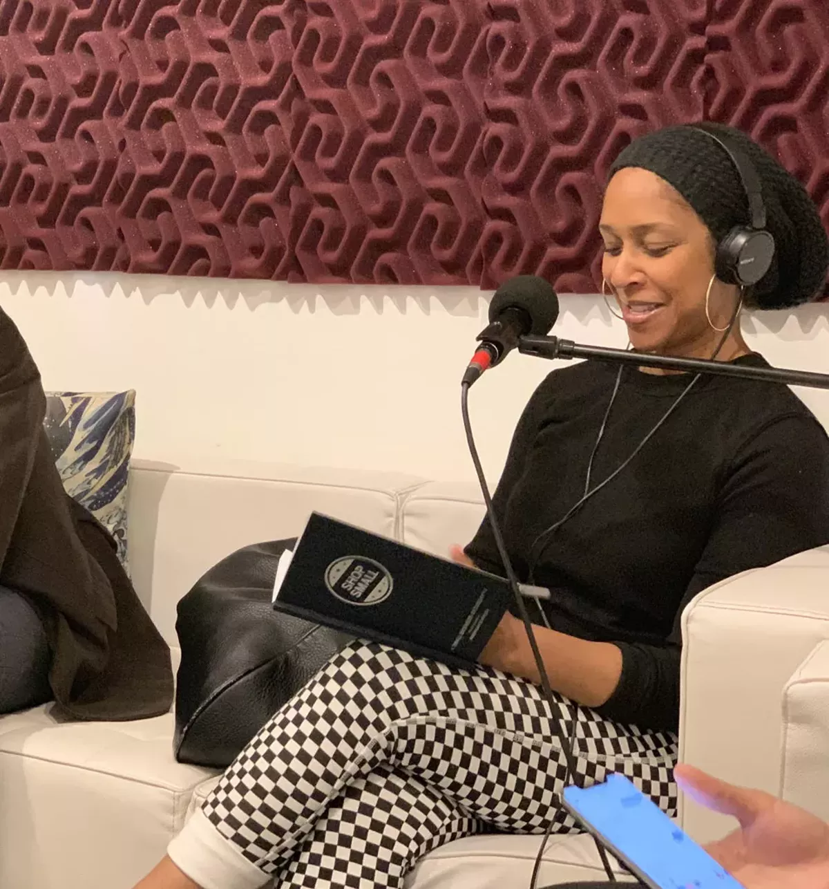 Image: Danielle Adams recording her podcast.