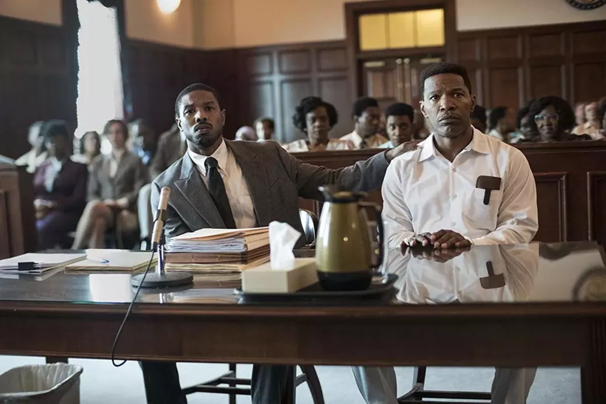 Image: Michael B. Jordan and Jamie Foxx in Just Mercy.