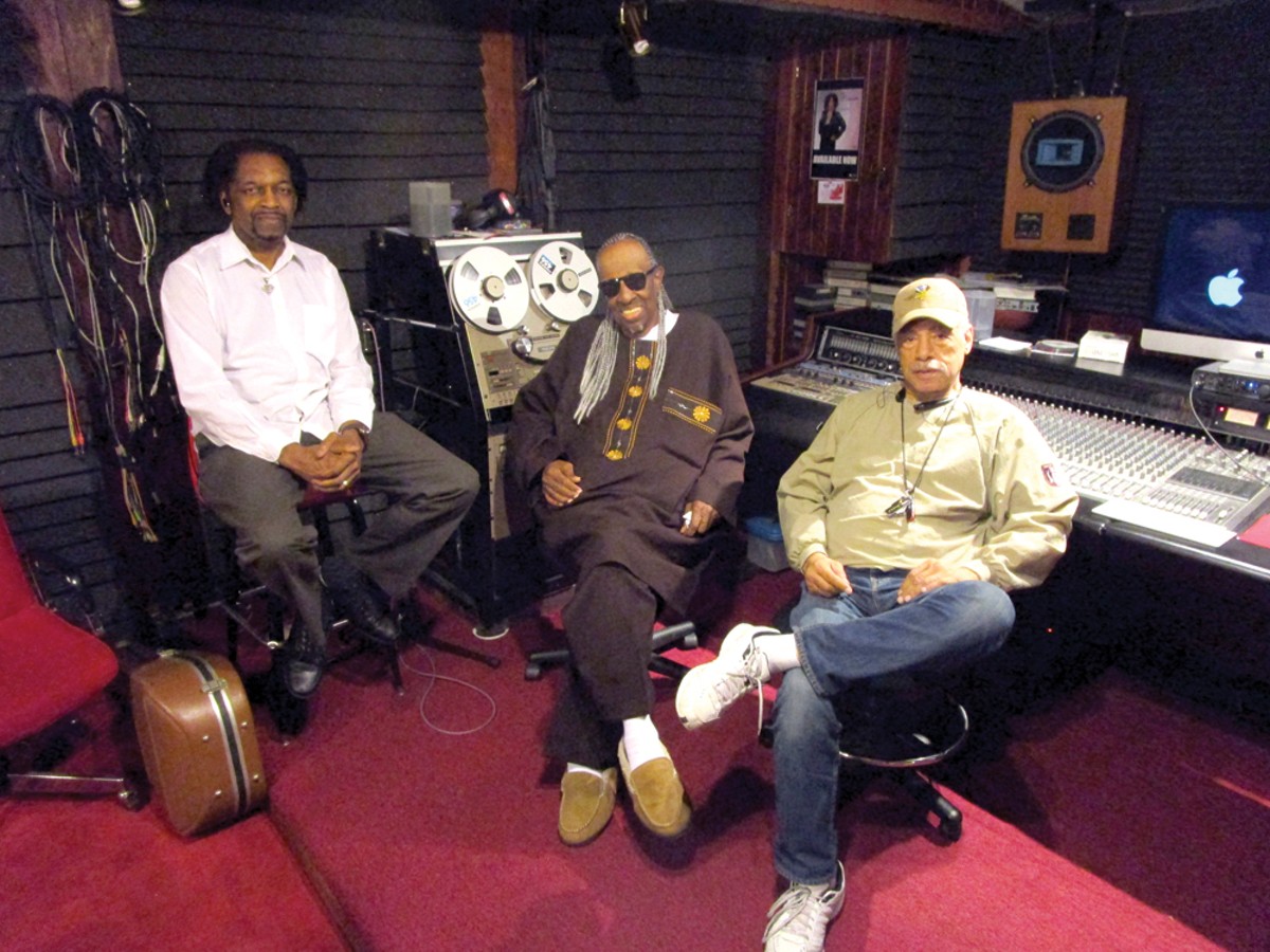 VC L. Veasey, Ellington “Fugi” Jordan, and Anthony “Wolfe” Hawkins pose in Detroit.
