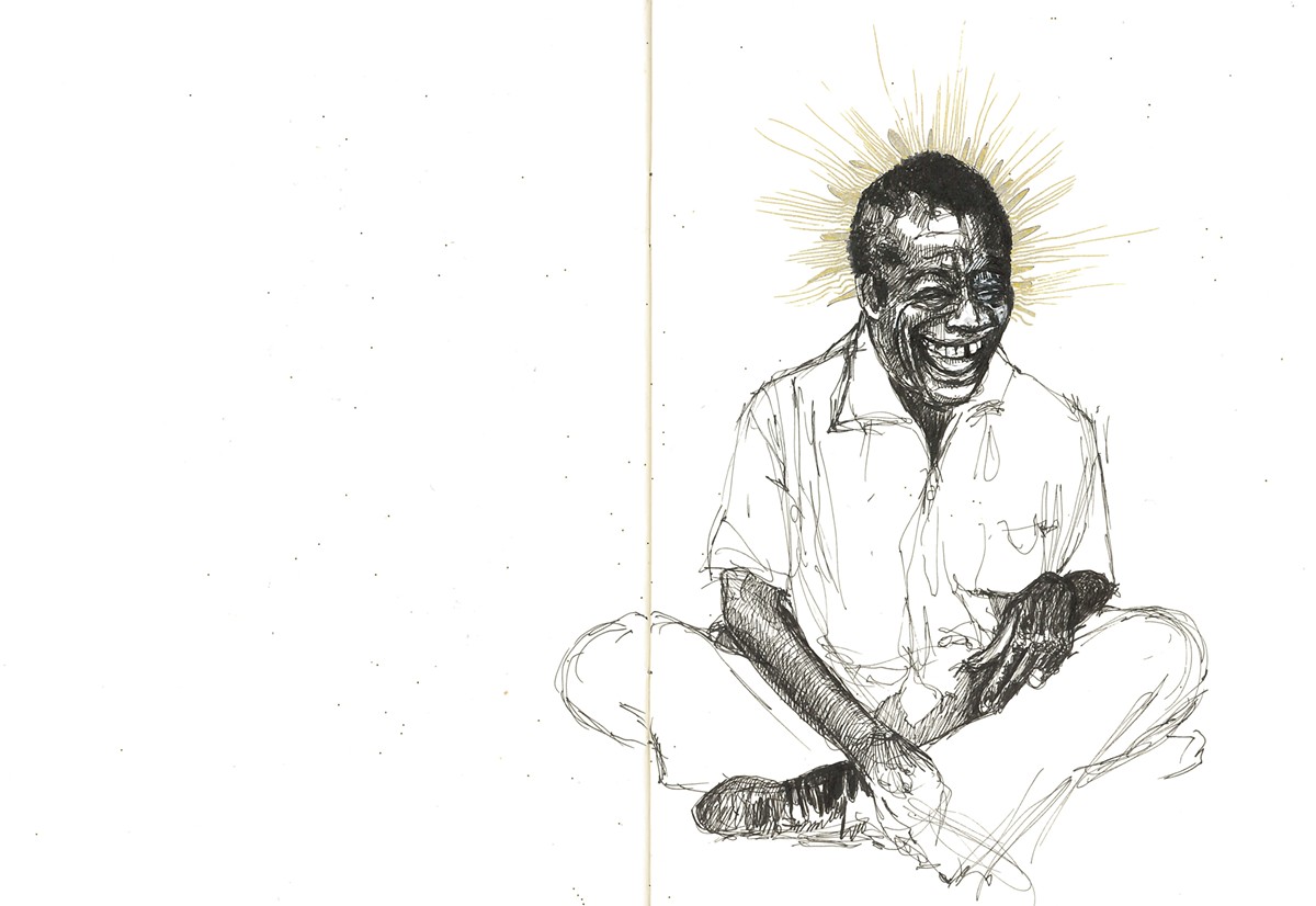 Drawings of James Baldwin from Sabrina Nelson's sketchbooks.