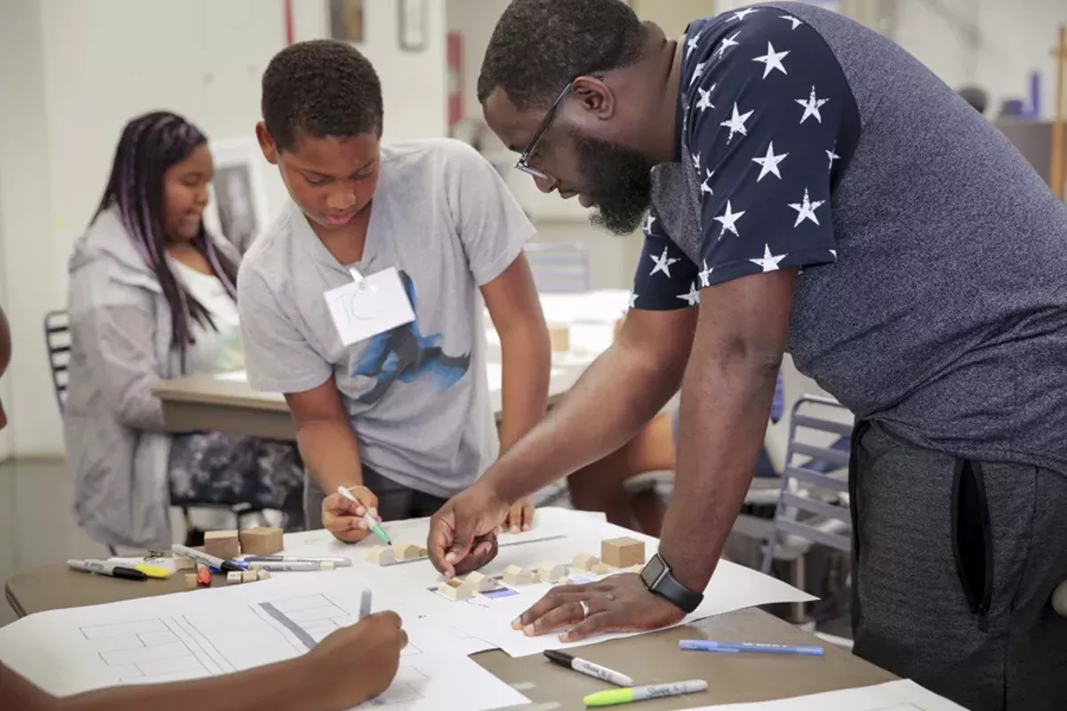 Image: Architect Michael Ford, right, heads up Hip Hop Architecture Camp.