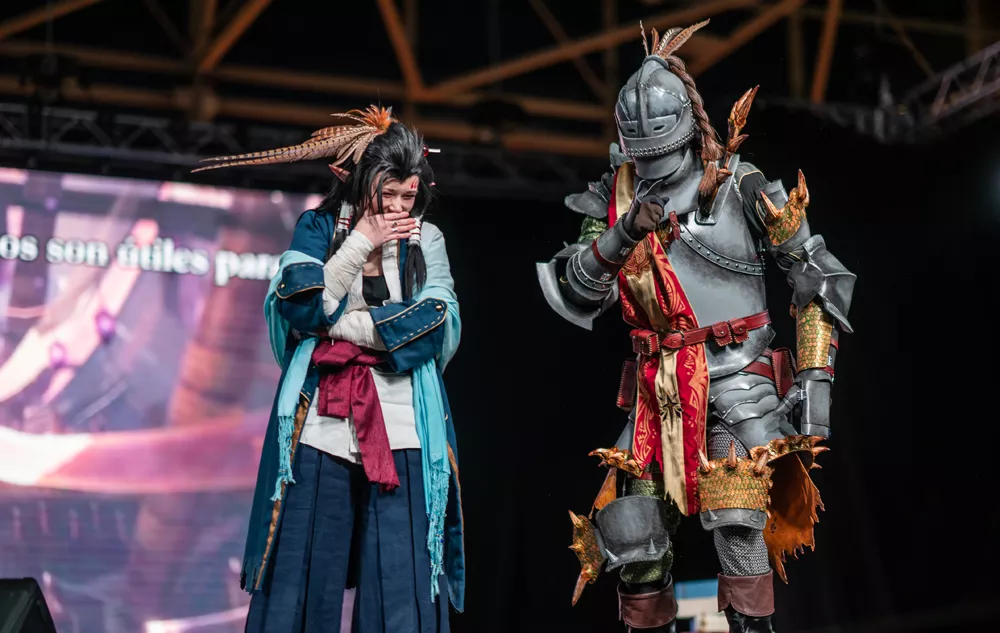 Janella Reiswig and Alan Wigness from West St. Paul, Minnesota performed as the Third Fleet Master and The Huntsman from Monster Hunter World at Youmacon 2018. They secured a first place win in the International Cosplay League.